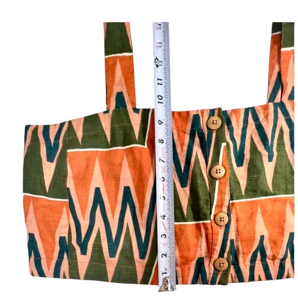 VERONICA BEARD Tiffany Square Neck Top, Sundance Abstract Linen, Size Large - Picture 7 of 12